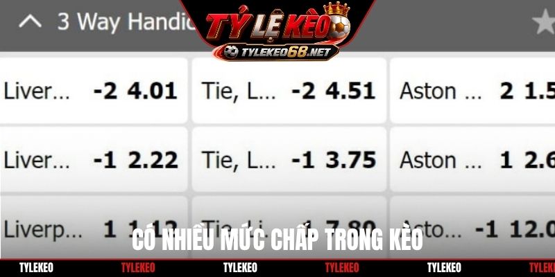 Có nhiều mức chấp trong kèo
