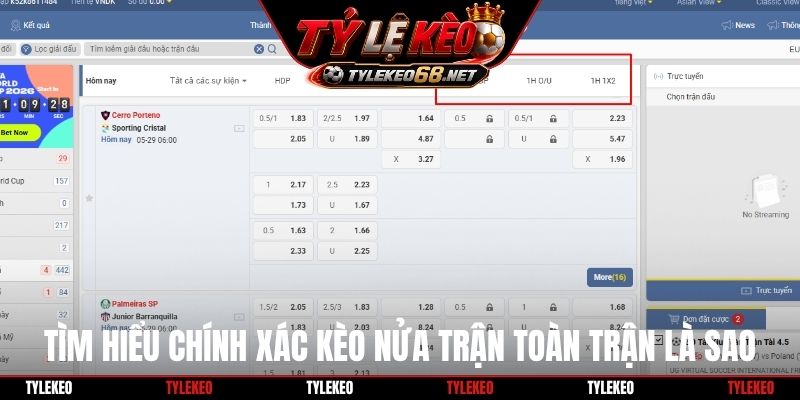 Tìm hiểu chính xác kèo nửa trận toàn trận là sao