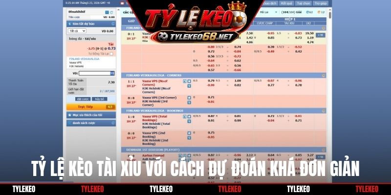Tỷ lệ kèo tài xỉu với cách dự đoán khá đơn giản